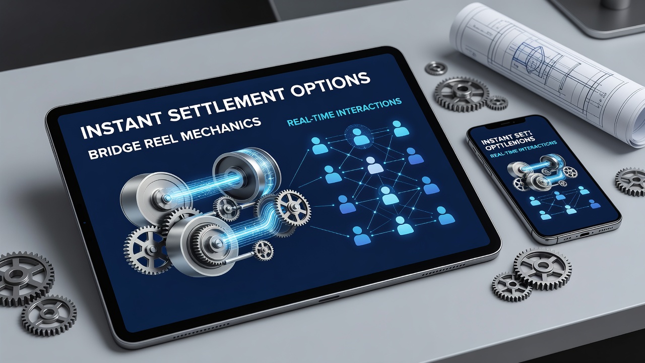 Diagram showing real-time data flow between reel engines and instant settlement modules on portable devices