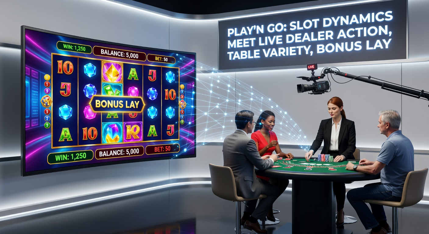 Dynamic Play'n GO mobile screen displaying slot bonuses flowing into live dealer tables alongside secure payment icons and responsible gaming tools