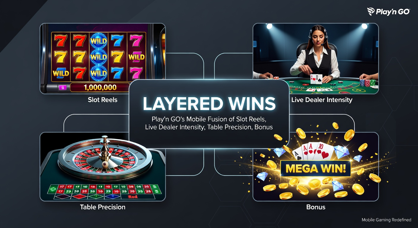 Dynamic Play'n GO screen capture of bonus cascades flowing from live dealer table into prize pool on mobile