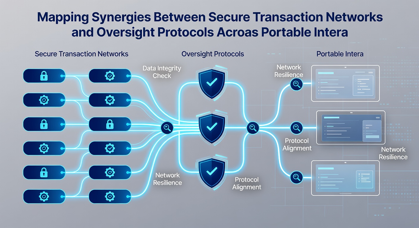 Illustration of mobile devices displaying integrated security and oversight interfaces
