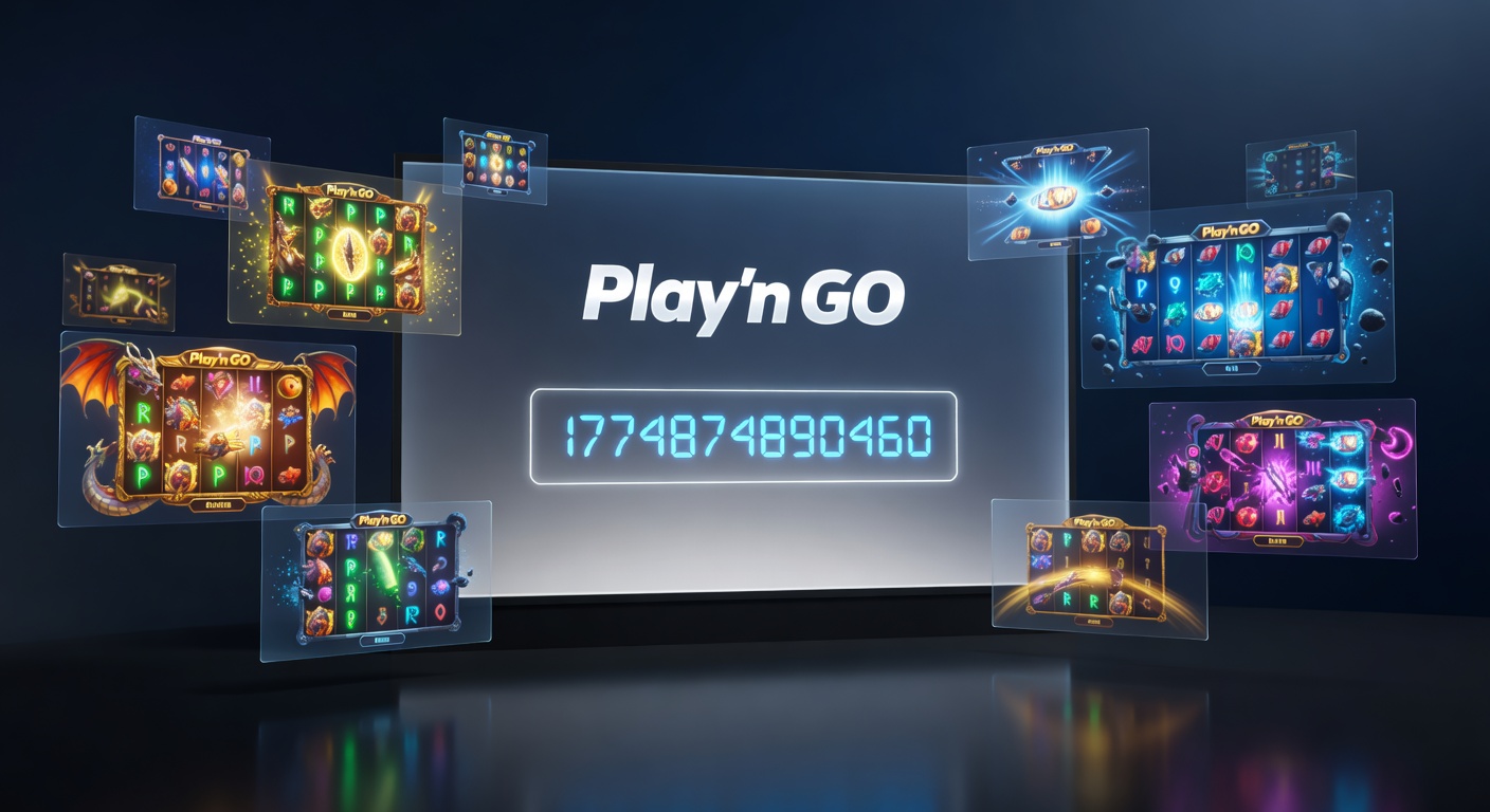 Vibrant Play'n GO slot reels spinning with cascading symbols and glowing features activating