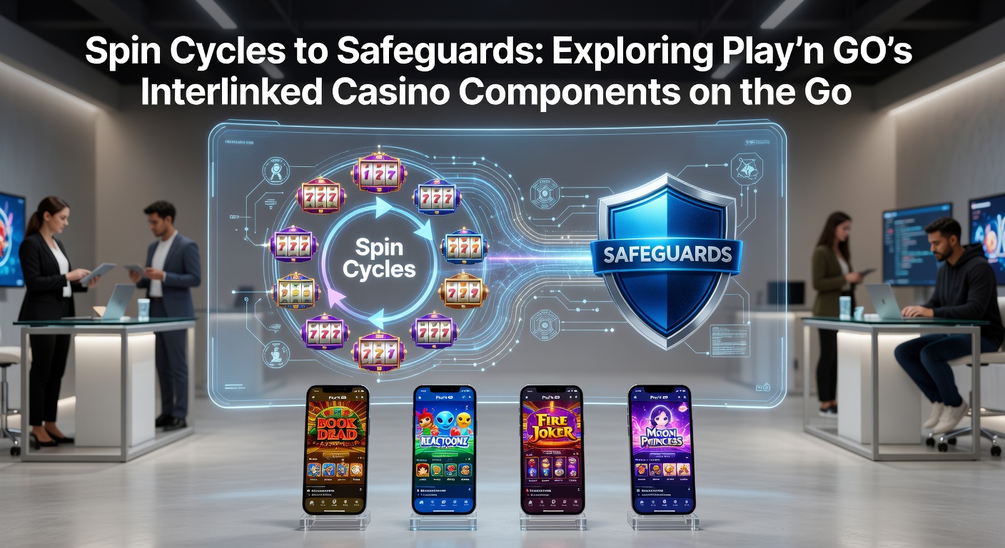 Play'n GO app dashboard showing interlinked slots, live streams, payment options, and responsible gaming toggles on a smartphone screen