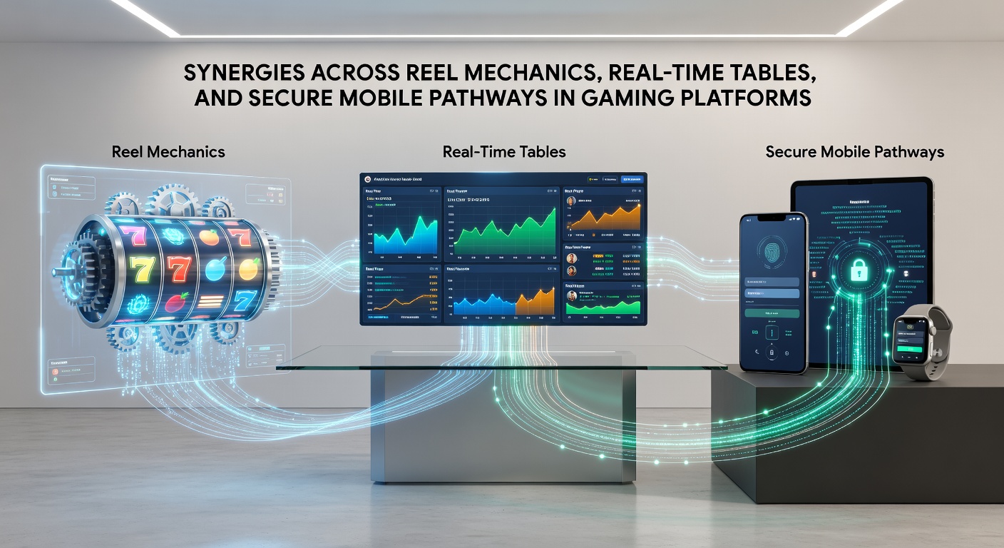 Mobile device displaying synchronized reel game, live table stream, and secure transaction confirmation
