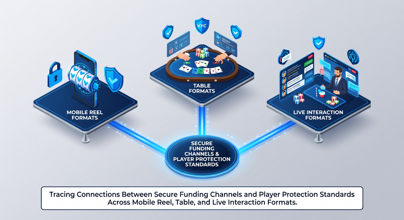 Secure payment interfaces displayed across mobile reel, table, and live casino formats with overlaid protection icons