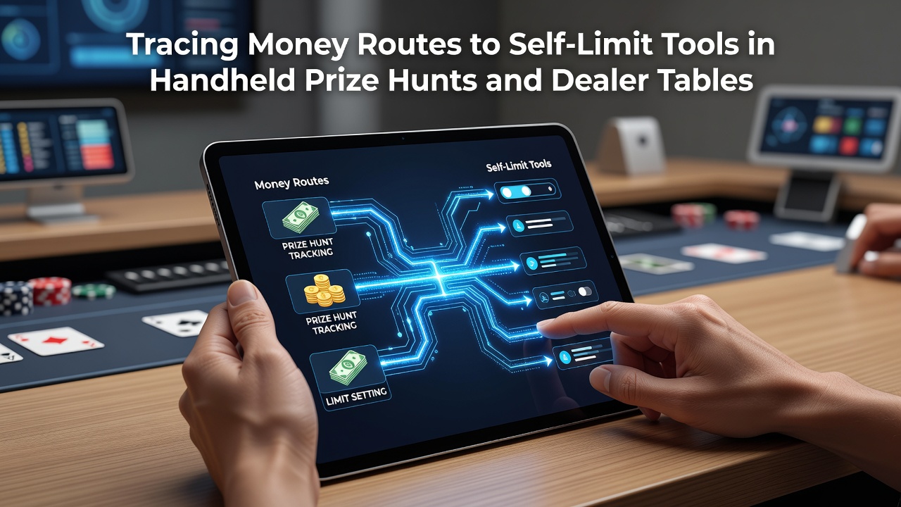 Illustration of money flow routes connecting mobile slot sessions to self-limit tools and live dealer table environments